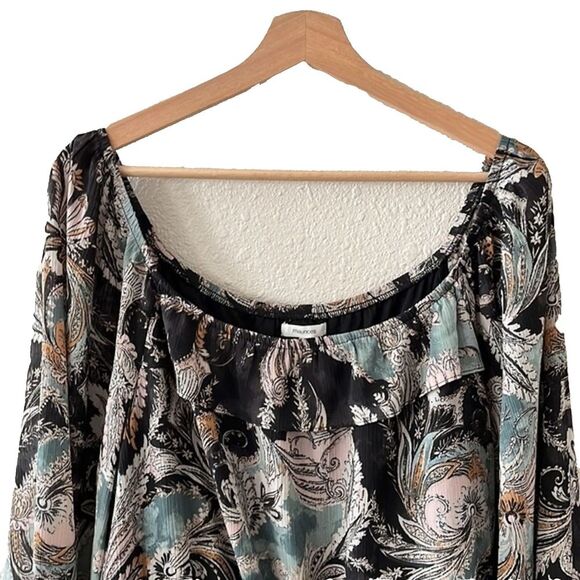 Maurices Paisley Off The Shoulder Peplum Top Womens Size XXL Long Sleeve Boho - Picture 5 of 8